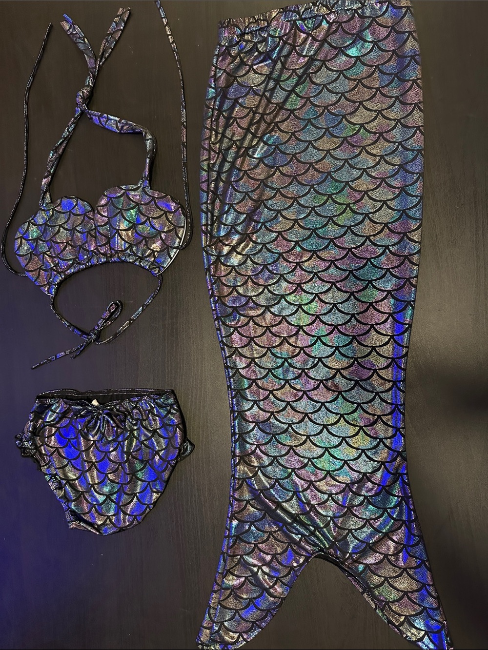 3-Piece Mermaid Swim Costume Set - Perfect for Swimming or Costume for Halloween